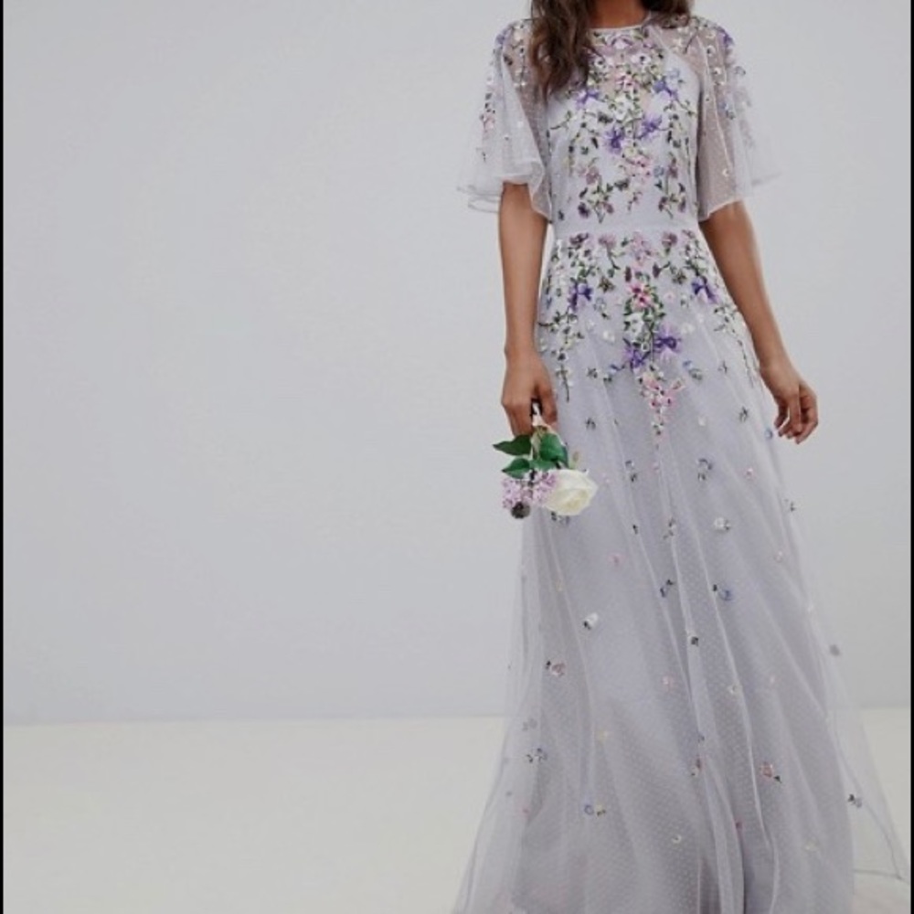 ASOS maxi purple embroidered dress